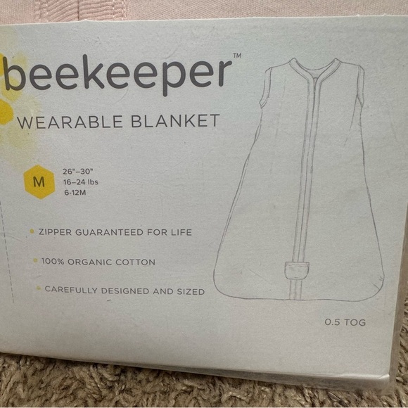 Burt’s Bees Beekeeper Wearable Blanket Pink & White M 6-12 Months 16-24 Lbs NWT - Picture 4 of 12